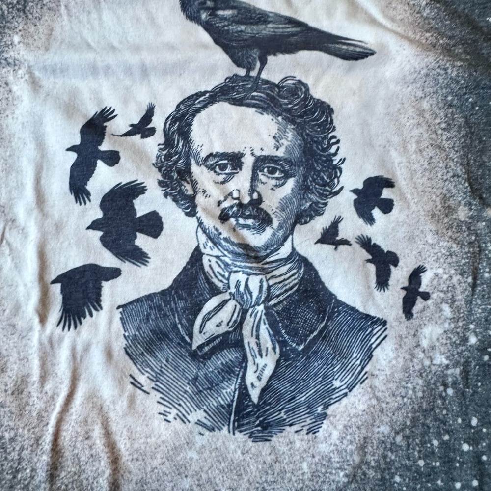 NWOT Tultex Dark Gray Graphic Tee with Edgar Allen Poe - Picture 2 of 5